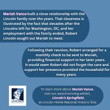 Meet Mariah Vance! In celebration of #BlackHistoryMonth, we're spotlighting  some of Lincoln's neighbors in his adopted hometown of Springfield, IL. To  learn more about Mariah Vance and Lincoln's other neighbors, visit our