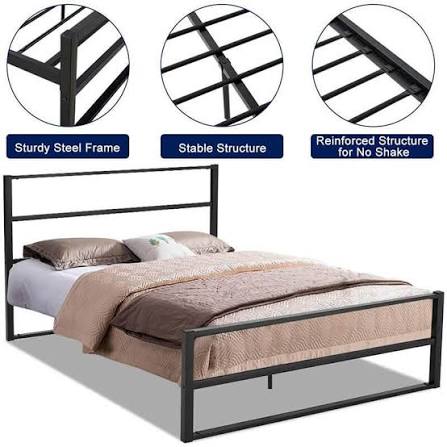 Metal Bed Frame Full Size,Heavy Duty Platform with Headboard – Homhum