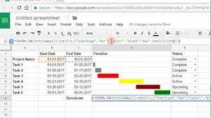 Creating A Gantt Chart In Google Sheets Youtube