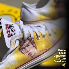 🐉🔥👟Custom Bruce Lee x Converse Chuck Taylors (classics & high tops) by  @theavelosangeles are available now —> http://bit.ly/2EVGnV5 🐉👊🏽💥