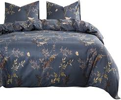 Sale ends in 8 hours. Amazon Com Wake In Cloud Gray Comforter Set Birds Floral Flowers Leaves Pattern Printed On Dark Grey Soft Microfiber Bedding 3pcs Queen Size Kitchen Dining