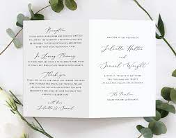 Foldable Wedding Program Template Minimalist Wedding Program Folded Program Elegant Calligraphy Printable Editable Instant Download Wedding Programs Template Wedding Programs Minimalist Wedding