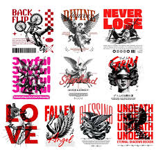 24cm Gothic style angel heart skeleton element heat transfer printing DTF  sticker fashion ironing patch DIY clothing accessories