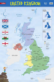 The united kingdom is a country in europe. United Kingdom Wall Map Collins Primary Atlases Amazon De Collins Maps Fremdsprachige Bucher