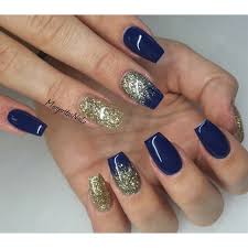 These nails show how to wear blue beautifully. Acrylic Nails In Dark Blue Silver And Hold New Expression Nails