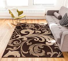 Black And Tan Area Rug 8x10 Melanie Floral Brown Beige Modern Geometric Comfy Casual Fleurdelis Hand Carved Area Rug 8x10 8x11 710 X 910 Brown Area Rugs Beige Area Rugs 8x10 Area Rugs