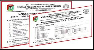 Formulir ini yang nantinya harus diisi oleh calon peserta didik atau siswa baru dalam masa pendaftaran. Contoh Formulir Penerimaan Siswa Baru Jenjang Sd Smp Sma Dan Smk Tahun Pelajaran 2021 2022 Dapodik Co Id