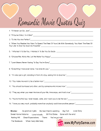 Feb 14, 2021 · quiz yourself with these valentine's day trivia questions with answers, covering movie trivia facts, songs and valentine history for adults and kids. Romantic Movie Quotes Quiz For Valentine S Day