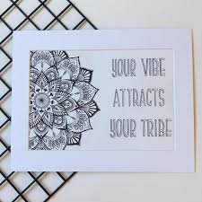 Mandala Wall Art Your Vibe Attracts Your Tribe Inspirational Quote Art Lotus Mandala Drawing Mandala Illustration Australian Artist Mandala Wall Art Mandala Quotes Mandala Drawing
