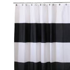 Black And White Fabric Shower Curtain Purchase This Shower Curtain From Target Com It Comes In 96 In Length Use Curtain Hooks And You Have Inexpensive Curtains In Any Li Striped Shower Curtains Long Shower Curtains Shower Curtain Rods