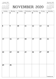 Printable Blank Calendar November 2020 In 2020 Calendar Printables Blank Calendar Stencils Printables