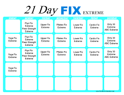 Free 5 21 Day Fix Calendar Pdf Workout Printable Template