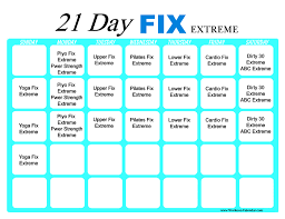 free 5 21 day fix calendar pdf workout printable template