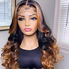 JYZ Wavy Blonde Lace Front Wigs Human Hair 13X4 Ombre Lace Front Wig Human  Hair 2 Tones Color 1B/30 Color Wigs for Black Women Human Hair Transparent  Pre Plucked with Baby Hair (