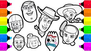 Toy story coloring pages coloring pages for kids toy story pictures bo peep toy story princess adventure cartoon characters fictional characters disney toys pumpkin carving. Toy Story 4 All Character Faces Drawing And Coloring Youtube