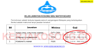Cleaner, operations manager, sonographer and more on indeed.com. Jawatan Kosong Sibu Water Board