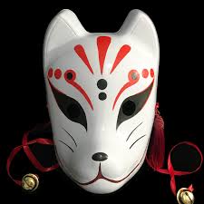 This mask and the red and white drawings in the colors of the country of the rising sun appear frequently in animes, mangas and in japanese arts overall. Kitsune Mask Bloodstain Kitsune Mask Japanese Fox Mask Kitsune