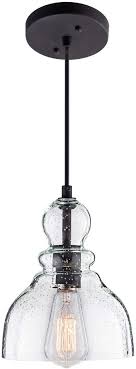 Pendant, wall & ceiling lights Lanros Industrial Mini Pendant Lighting With Handblown Clear Seeded Glass Shade Adjustable Cord Farmhouse Lamp Ceiling Pendant Light Fixture For Kitchen Island Restaurant Kitchen Sink Black 1 Pack Amazon Com