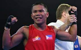 31, 2018, file photo, phillippines' eumir felix marcial, left, and uzbekistan's israil madrimov fight in their men's middleweight boxing semifinal at the 18th asian. Marcial Settles For Silver In Russia Philippine News Agency