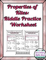 Quadrilaterals Properties Of Kites Riddle Worksheet Quadrilaterals Math Riddles Riddles