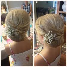 These pretty flowers quite literally transform your basic hairstyle into an elegant and glamorous hairdo. Maria Delduca Hair And Makeup Artistry Flower Girl Updo With Baby S Breath Facebook