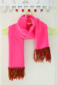 One way to make fleece fabric look chic and elegant is to french braid pieces together. Diy Fleece Scarf With Yarn Fringe No Sew Easy Peasy Creative Ideas