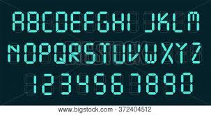 Template of black digital alarm clock letters and numbers. Digital Font Alarm Vector Photo Free Trial Bigstock