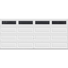 Clopay Classic Collection 16 Ft X 7 Ft 12 9 R Value Intellicore Insulated White Garage Door With Windows Exceptional Hdpl13 Sw Plain The Home Depot White Garage Doors Garage Door Windows Garage Doors