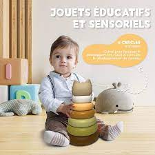 Jouet Eveil Bebe - Coffret Bebe Mixte - Cadeau Bebe 3 mois - Jouet Bebe 6  mois - Jouet Montessori 1er Age - Jeu Educatif En Silicone Idéal pour le  Développement Sensoriel