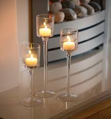 Set of 3 Tea Light Glass Candle Holders - Auraglow LED Lighting