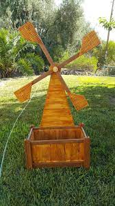 Wooden Windmill Planter Wooden Windmill Diy Garden Furniture Diy Planters