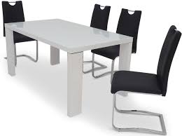 Our dining tables with complimentary matching chairs come in a wide variety of wooden, marble and glass style designs. Lucca White High Gloss Dining Table And 4 Gabi Black Chairs Cfs Furniture Uk