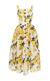 Cotton Lemon Print And Needlepoint Dress Moda Operandi Lemon Print Dress Fashion Dolce Gabbana Dress