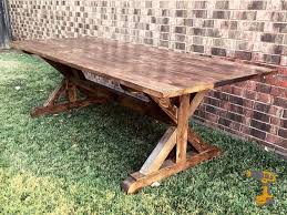 In the middle ages, the trestle table was often little more than loose boards over trestle legs for ease of assembly and storage. Farmhouse Trestle Table Plans Industry Diy