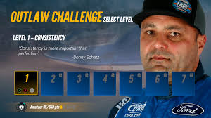 Outlaw Challenge is a NEW mode coming to World of Outlaws: Dirt Racing 24  featuring Donny Schatz! Pass his objectives to earn points and unlock items  for your paint kit! Donny will