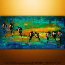 Abstract Birds On A Wire Painting Pin On Art