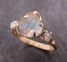 Black And Rose Gold Engagement Rings Black Diamond Earrings Partially Faceted Moonstone And Diamond 14k Gold Ring Gemstone Multi Stone Recycled 1856 Black Diamond Earrings In 2020 Stone Engagement Rings Rose Gold Engagement Ring Emerald Engagement Ring