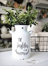 Farmhouse Jug Personalize Family Name White Enamel Container Farmhouse Decor Metal Counter Decor Tin Counter Decor Farmhouse Decor Decor