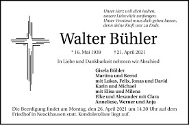 Traueranzeigen von Walter Bühler