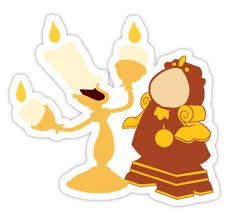 a talking clock and his singing candlestick sticker by beefy lamby in 2021 disney stickers printables disney sticker hydroflask stickers