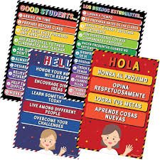 Quarterhouse Classroom Rules - EnglishSpanish Poster Set, Spanish - ESL  Classroom Learning Materials for K-12 Students and Teachers, Set of 4, ...