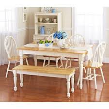 Better Homes Gardens Autumn Lane Farmhouse Solid Wood Dining Bench White And Natural Finish Walmart Com White Dining Room Sets Dining Table Chairs Traditional Dining Tables