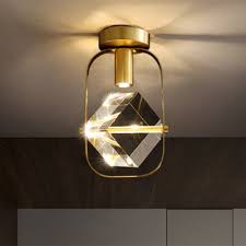Browse our selection of and other lighting fixtures at thelightingboutique.xolights.com. Crystal Cube Small Led Ceiling Fixture Simplicity Hallway Semi Flush Mount Light With Square Rectangle Frame In Brass Hl659425 Buy At The Price Of 124 96 In Beautifulhalo Com Imall Com