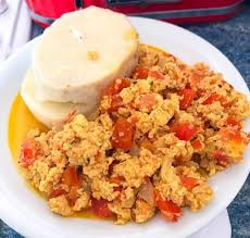 Ignames Bouillies Et œufs Brouilles Nourriture Cuisine Africaine Igname