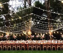 Outdoor Wedding Reception Featuring A Combination Of A Fairy Light Canopy Fairy Light Chande Outdoor Night Wedding Wedding Canopy Outdoor Outdoor Fairy Lights