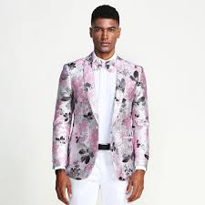 Our excellent selection of blazers are like no other with the high quality materials and cool patterns. Pink Black And Silver Floral Tuxedo Jacket Slim Fit Blazer Prom Wedding Perfect Tux