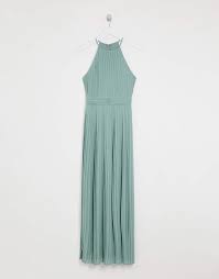 Tfnc Petite Petite Bridesmaid Exclusive High Neck Pleated Maxi Dress In Sage Exclusive High Bridesmaid With Images Pleated Maxi Pleated Maxi Dress Dresses