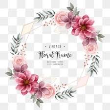 Watercolor Floral Flower Frame Wedding Invitation Golden Geometric Frame Png And Psd In 2020 Flower Frame Watercolor Flower Background Watercolor Flower Illustration