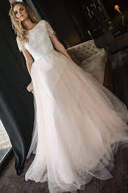 A Line Tulle Short Sleeves Elegant Beach Wedding Dress Long Wedding Dresses Short Bridal Dress Wedding Dresses Lace
