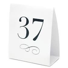 Each table number measures 5 x 7 1/4 folded. Table Number Tent Style Cards